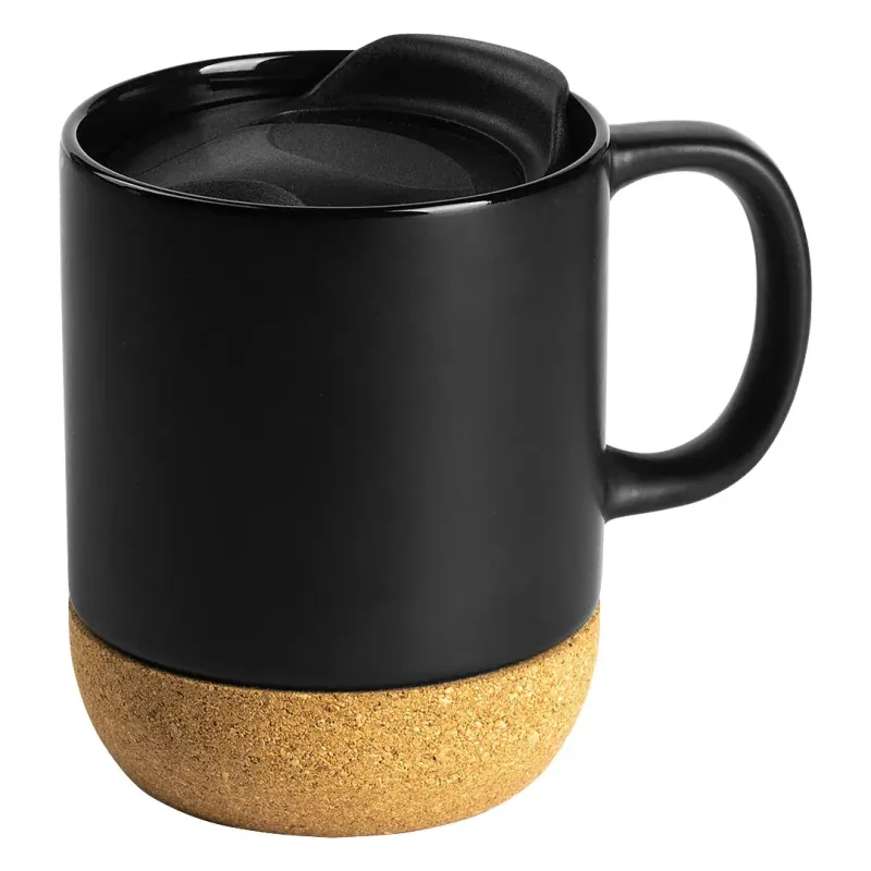 Cana din ceramica neagra cu baza de pluta CORTADO, 400ml