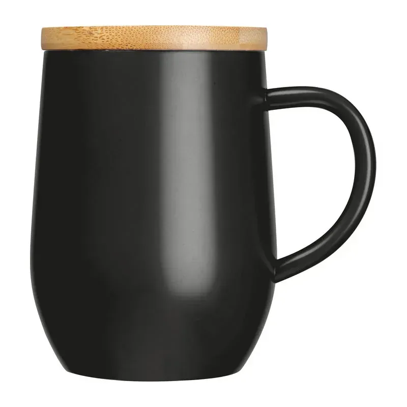 Cană din otel inoxidabil si capac de bambus, 300ml
