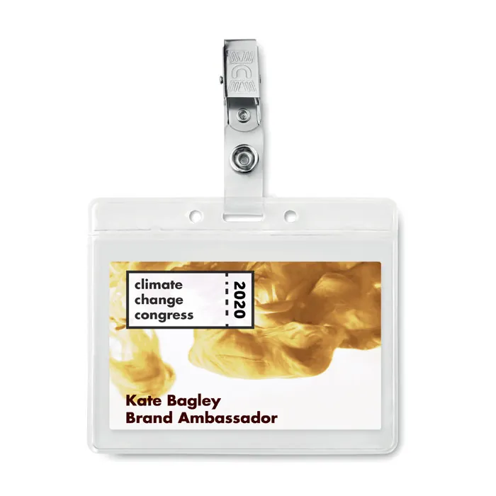 Port-ecuson din PVC cu clip metalic CLIPBADGE