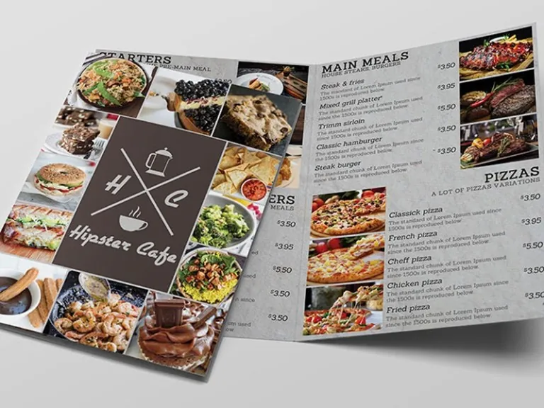 Meniu bistro cu 1 pliere