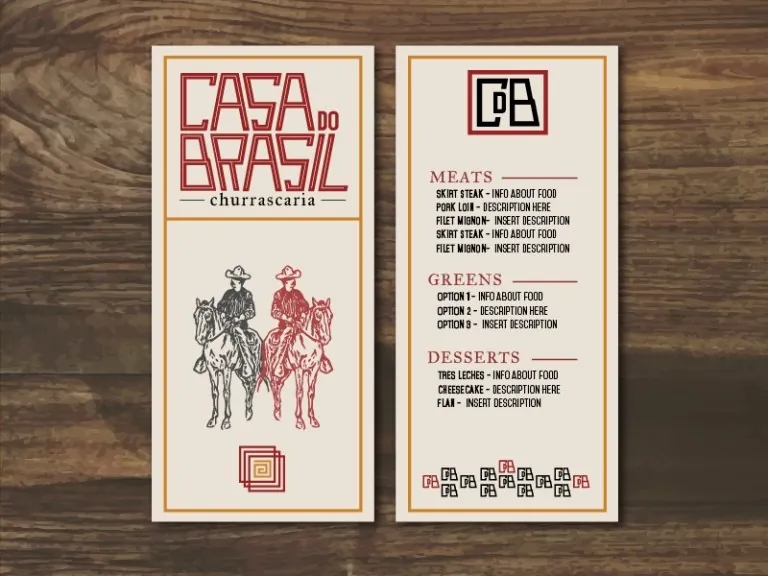 Meniu pe o foaie laminata